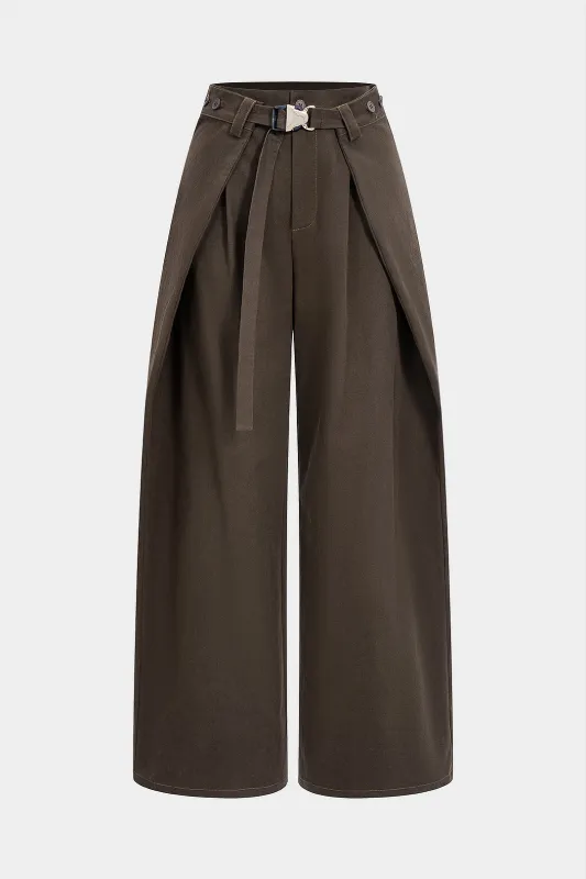 Button Zipper Belted Trousers sold by Micas