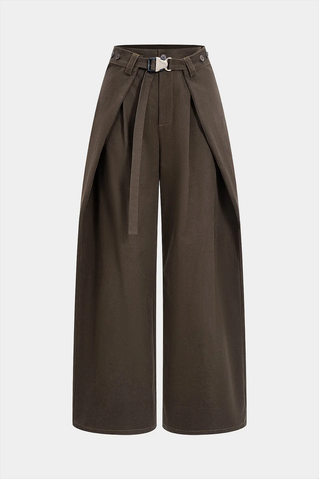 Button Zipper Belted Trousers sold by Micas