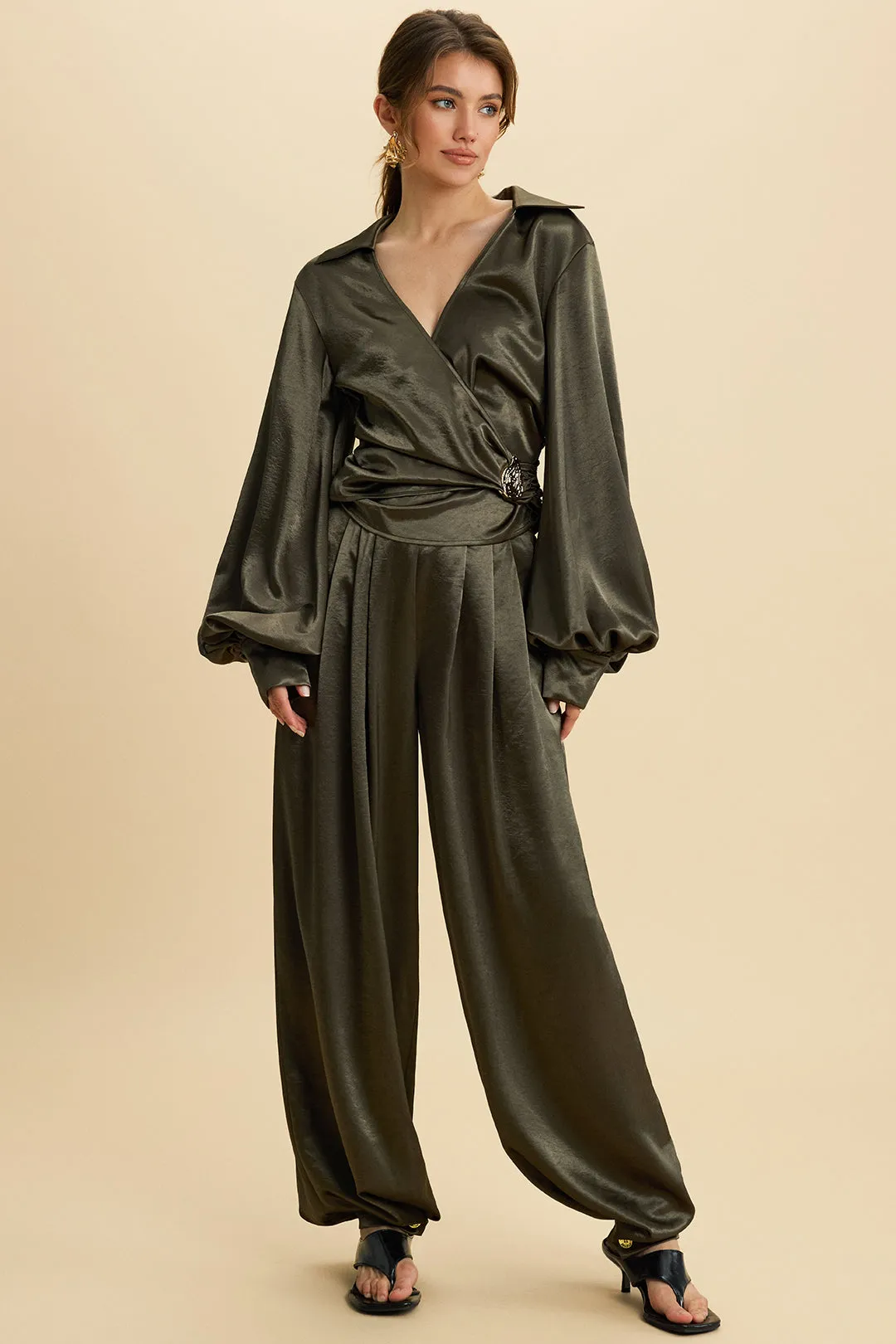 Satin High Waist Pleated Pants sold by Micas product image thumbnail 2