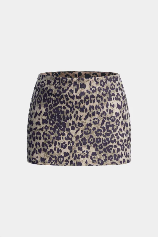 Leopard Print Low Waist Skirt made by Micas