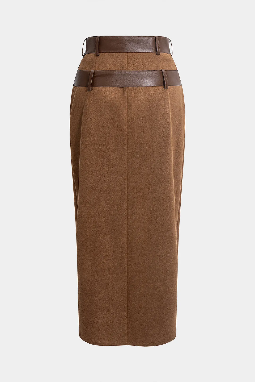 Suede High Waist Slit Belted Skirt sold by Micas product image thumbnail 2