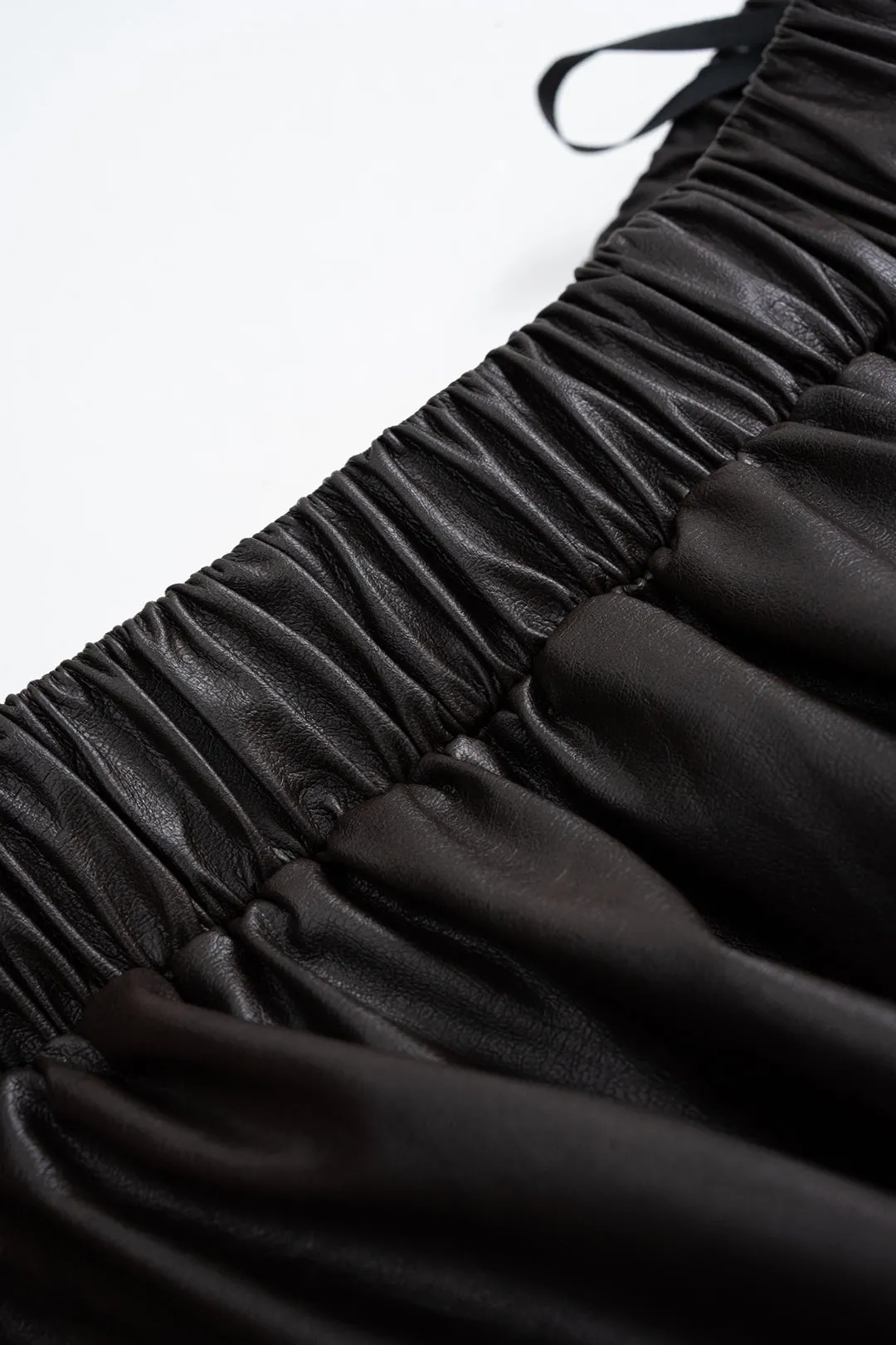 Faux Leather Ruched High Waist Skirt sold by Micas product image thumbnail 4