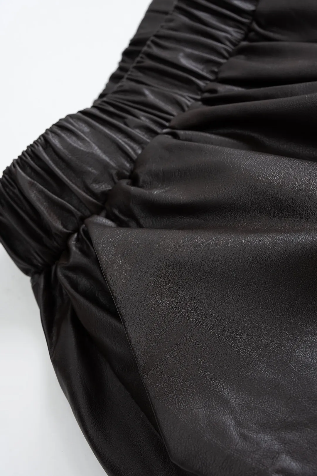 Faux Leather Ruched High Waist Skirt sold by Micas product image thumbnail 3