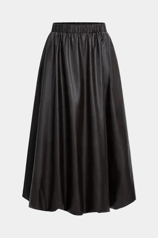 Faux Leather Ruched High Waist Skirt sold by Micas