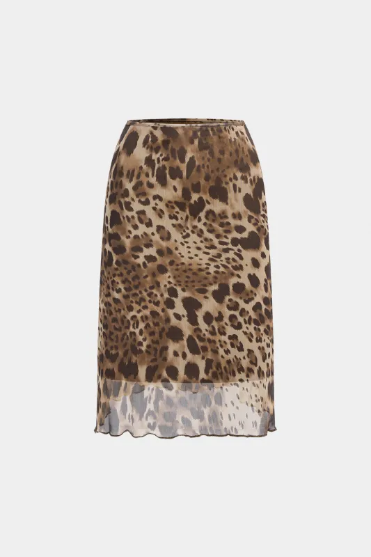 Leopard Print Mesh High Waist Skirt sold by Micas