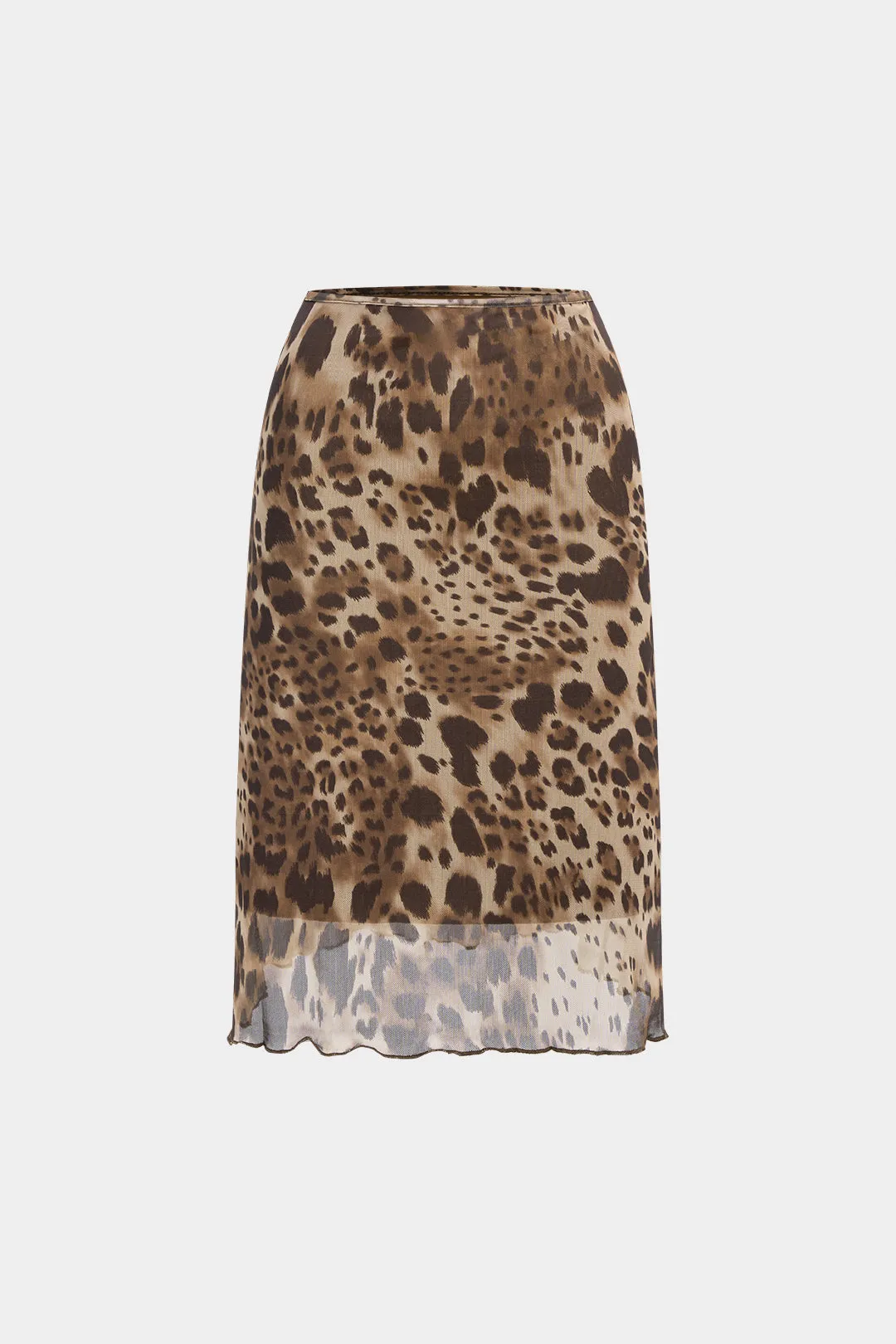 Leopard Print Mesh High Waist Skirt sold by Micas