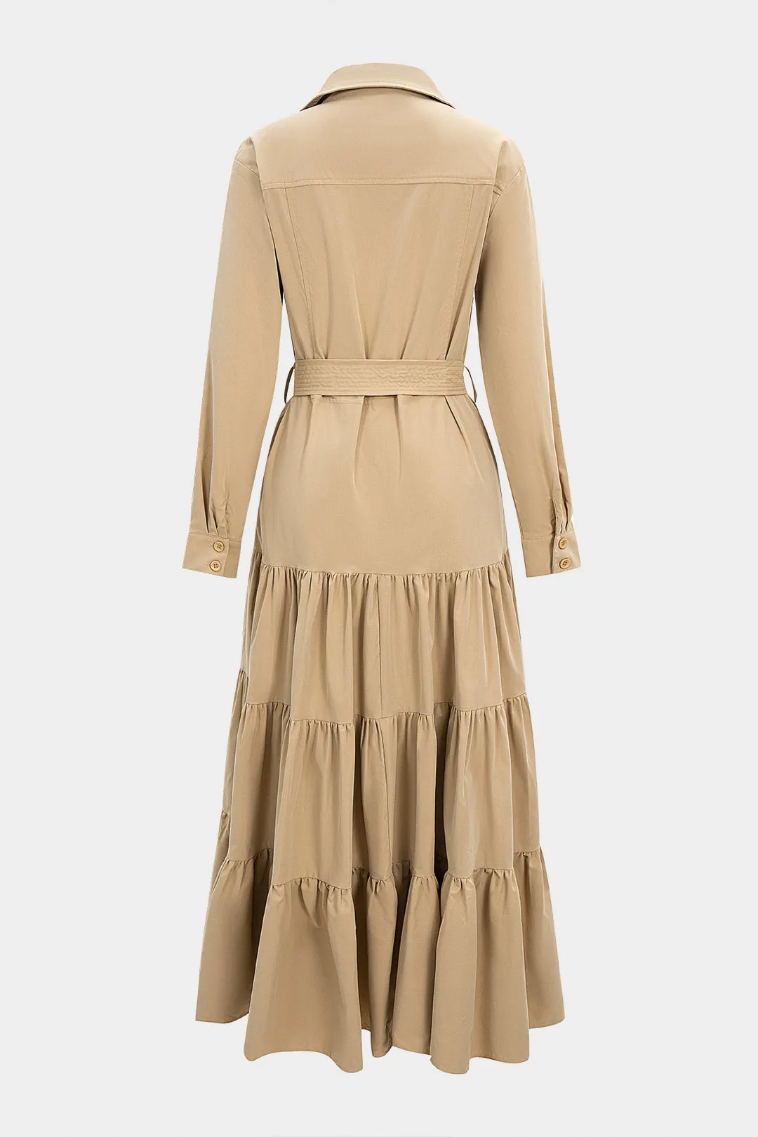 Lapel Button Tie-Up Ruched Coat sold by Micas product image thumbnail 2