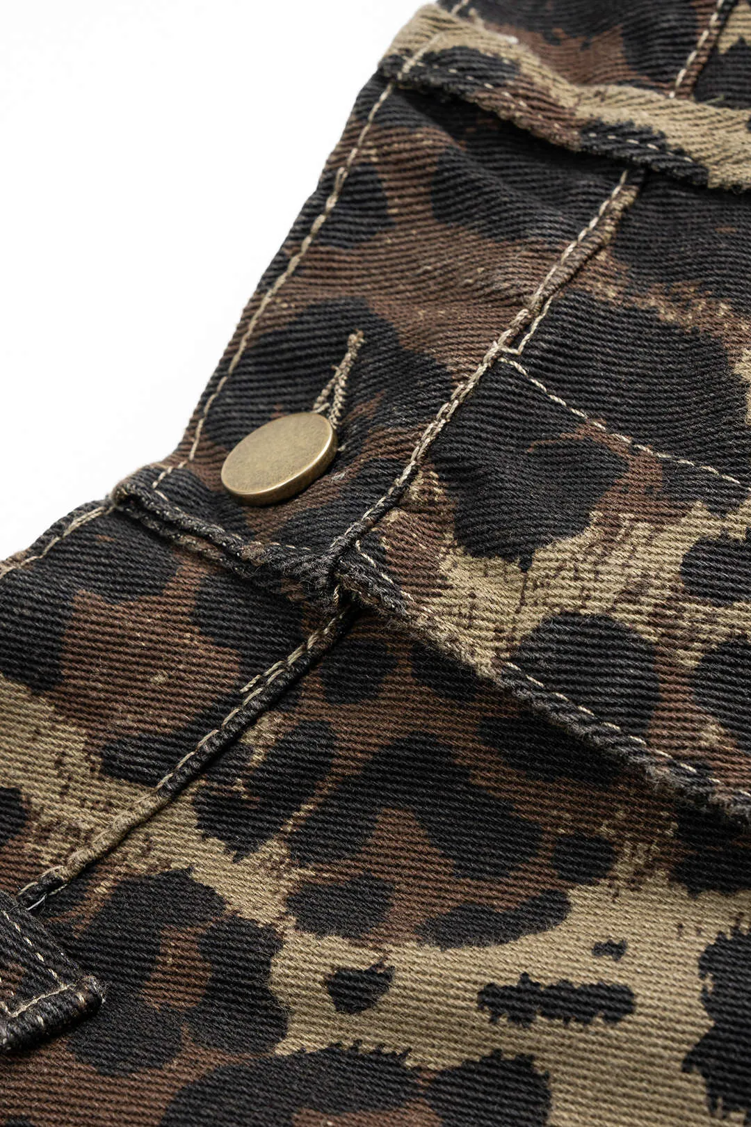 Denim Leopard Print High Waist Wide Leg Jeans sold by Micas product image thumbnail 3