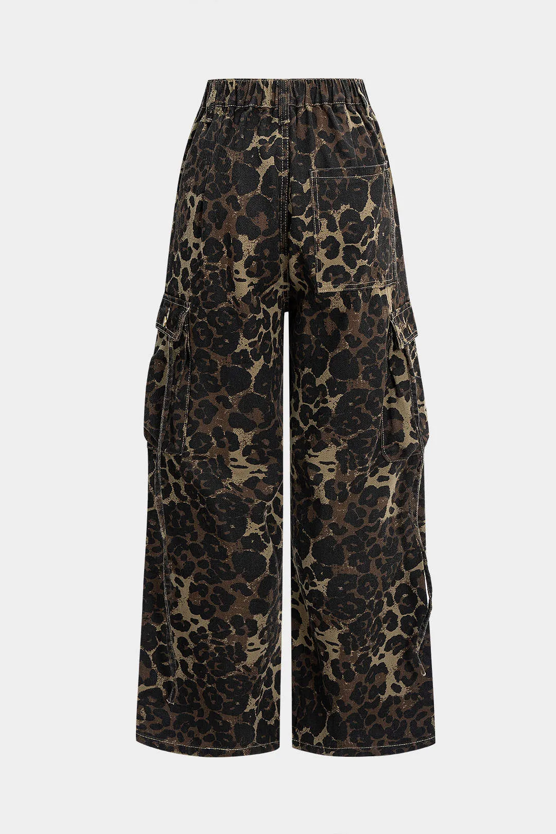 Denim Leopard Print High Waist Wide Leg Jeans sold by Micas product image thumbnail 2