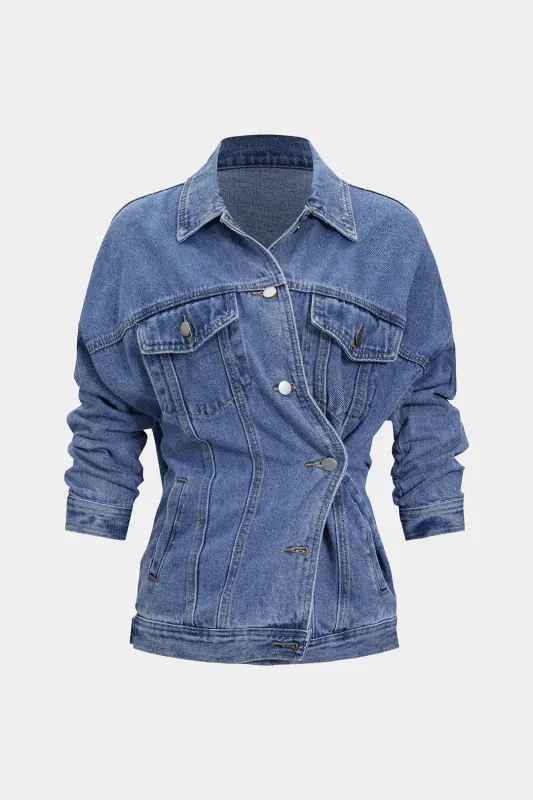 Denim V-Neck Distressed Washed Outerwear sold by Micas