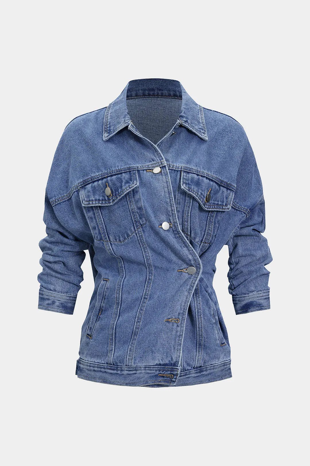 Denim V-Neck Distressed Washed Outerwear sold by Micas