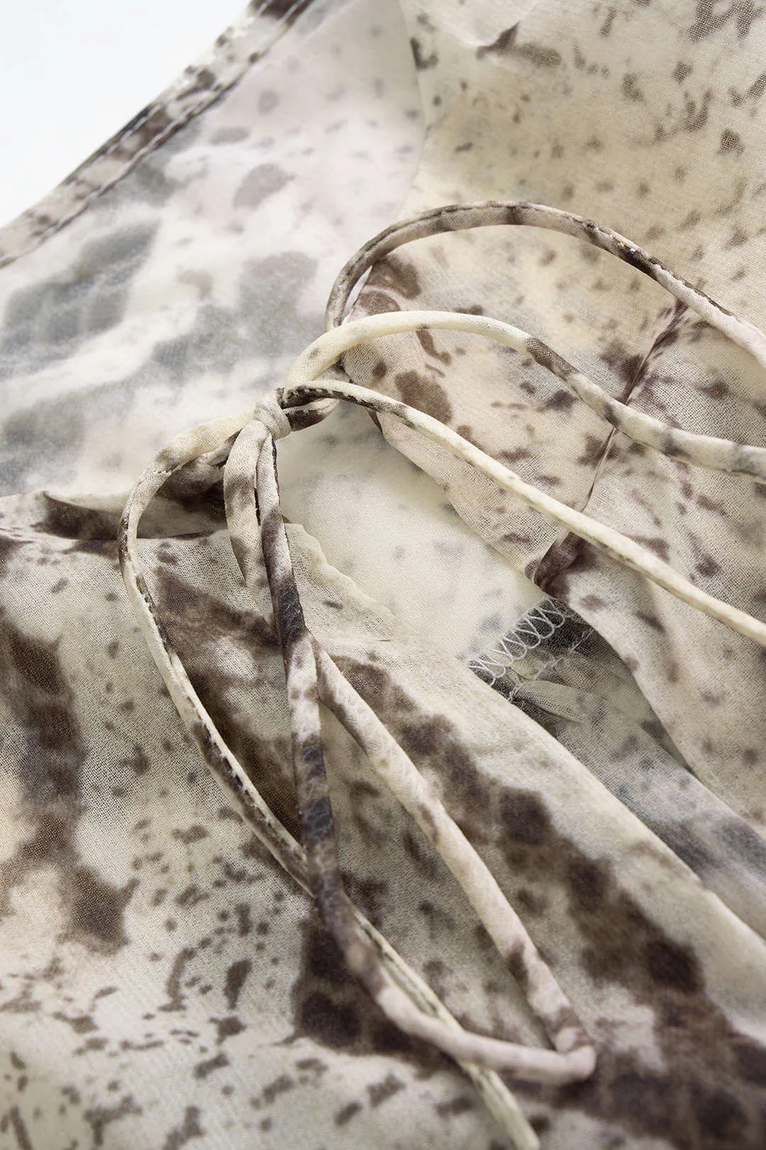 Snake Skin Print Chiffon Ruffle Strappy Long-Sleeve Top sold by Micas product image thumbnail 3