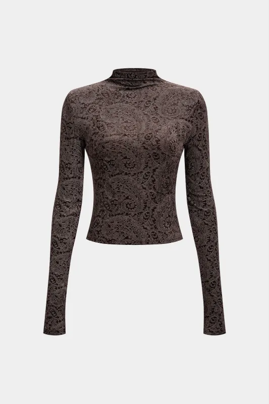Paisley Print Mock Neck Long-Sleeve Top made by Micas