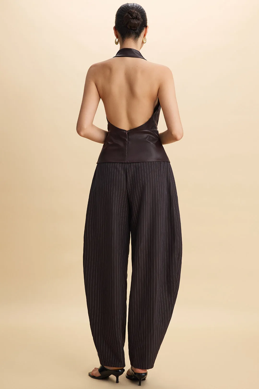 Stripes Print Ruched Barrel Trousers sold by Micas product image thumbnail 3
