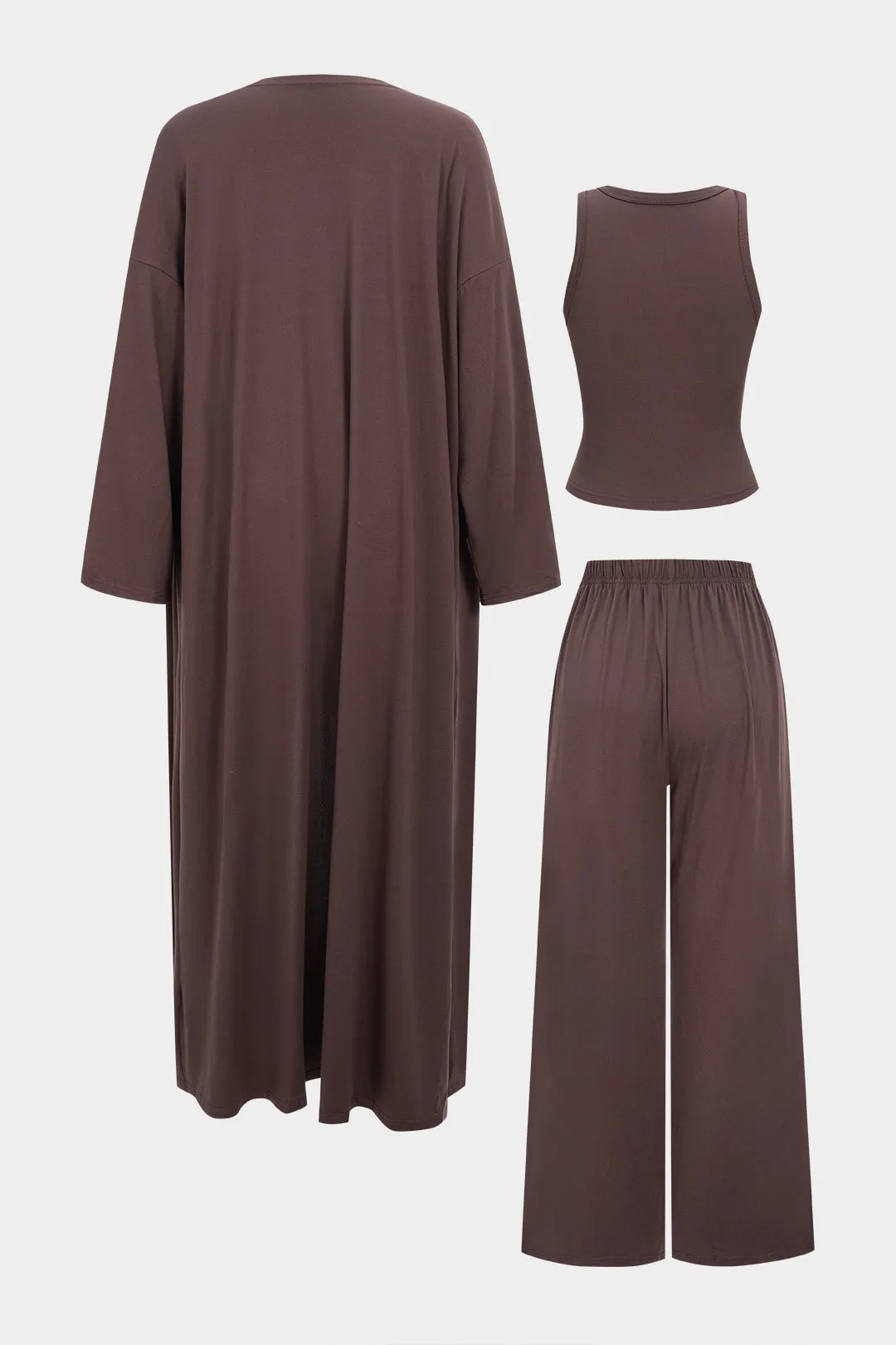 Knit Basic Tank Top And Long Cardigan And Wide Leg Trousers Set sold by Micas product image thumbnail 2