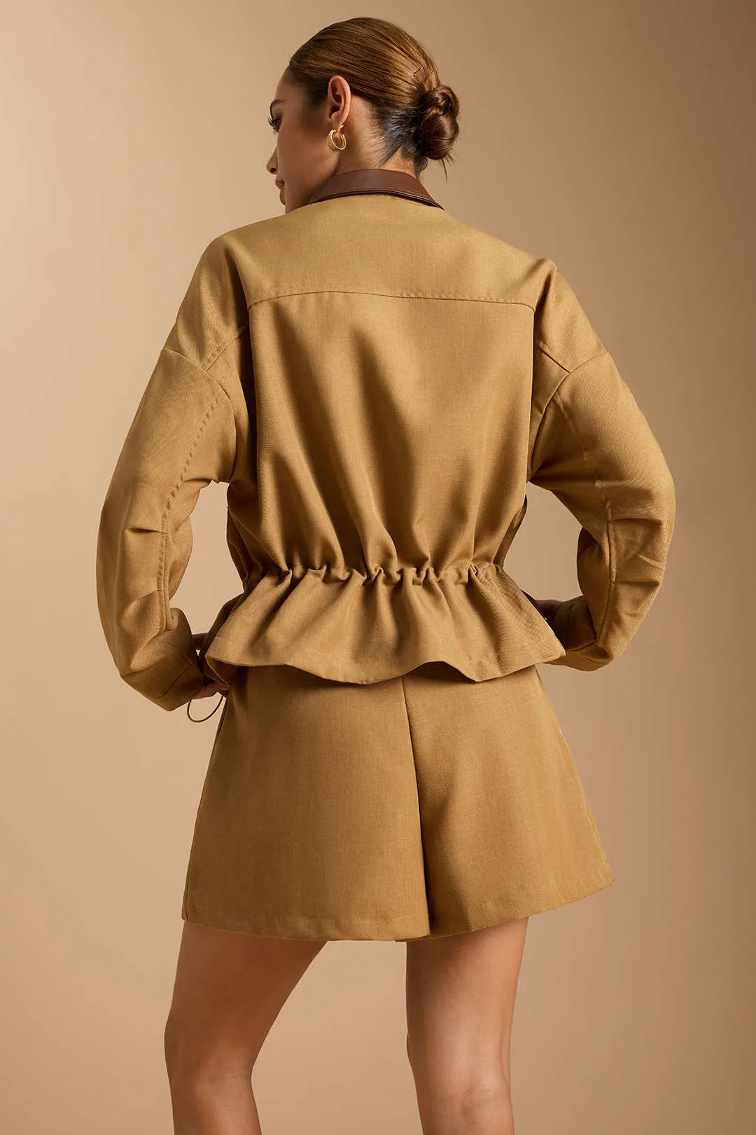 Zipper Patchwork Drawstring Batwing Sleeve Jacket sold by Micas product image thumbnail 5