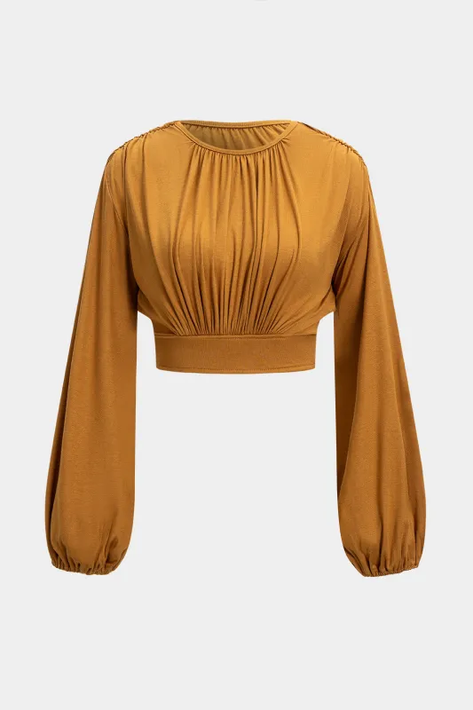 Round Neck Batwing Long-Sleeve Top sold by Micas