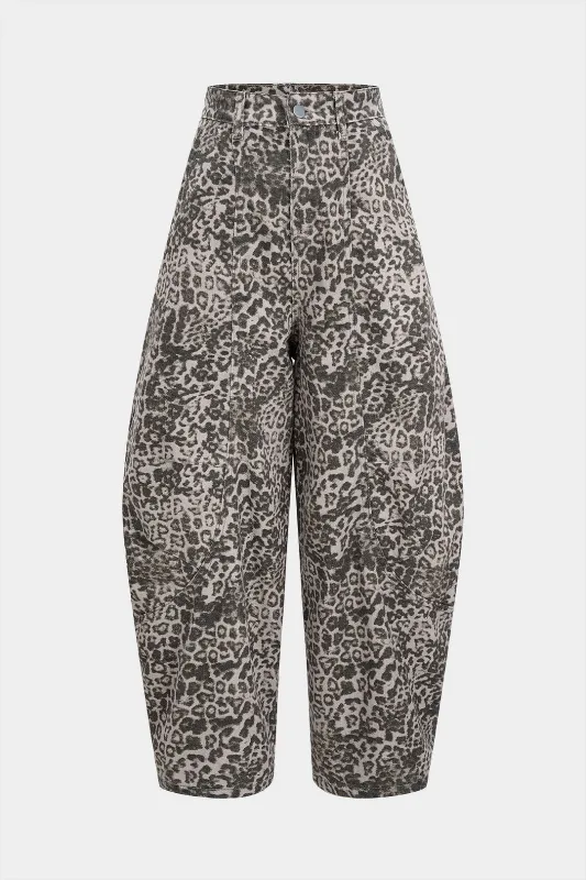 Leopard Print Barrel Trousers sold by Micas