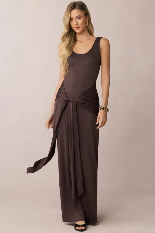 U-Neck Knotted Ruched Sleeveless Maxi Dress sold by Micas