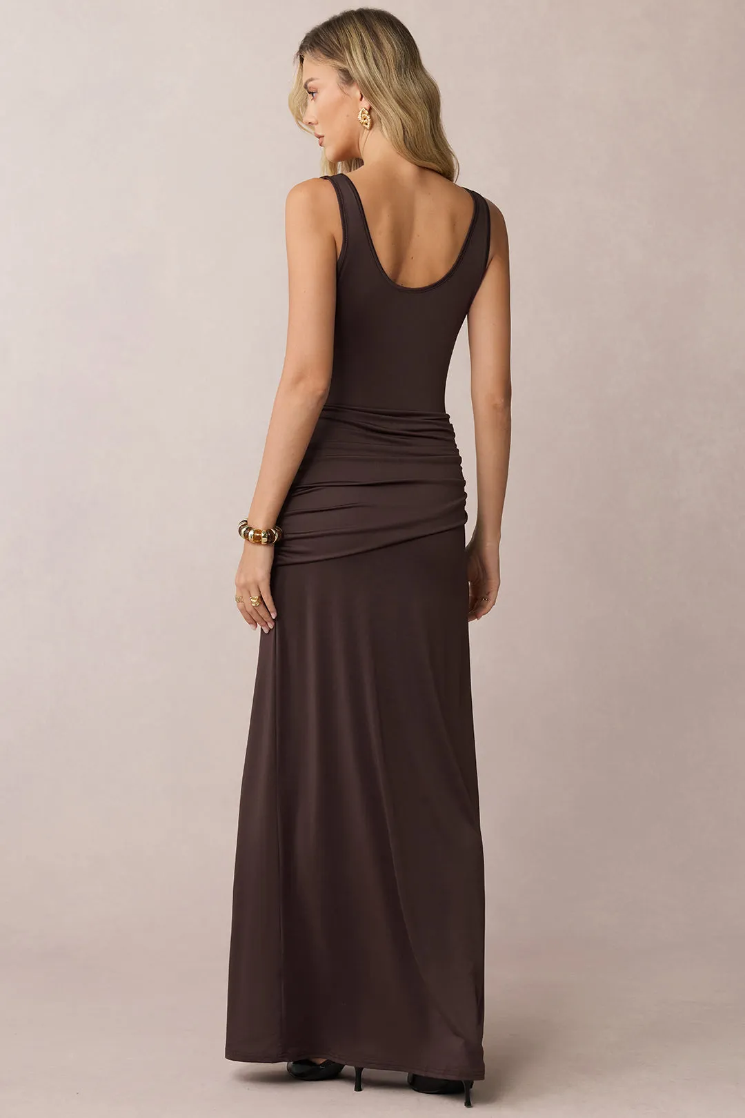 U-Neck Knotted Ruched Sleeveless Maxi Dress sold by Micas product image thumbnail 2