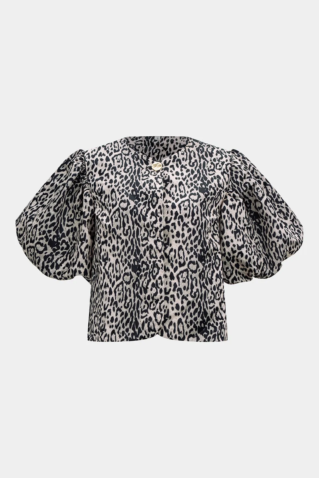 Leopard Print Button Puff Sleeve Shirt sold by Micas