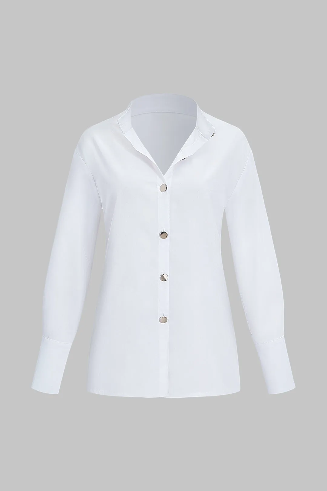 Solid Button Long Sleeve Shirt sold by Micas