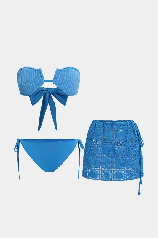 3PC Tie-Up Backless Cami Top And Cut Out Skirt Set sold by Micas