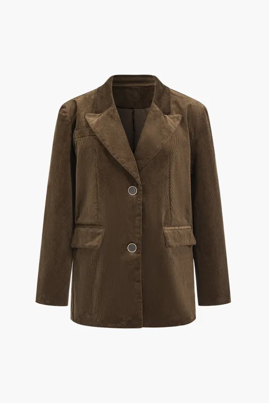 Corduroy Button Pocket Blazer sold by Micas