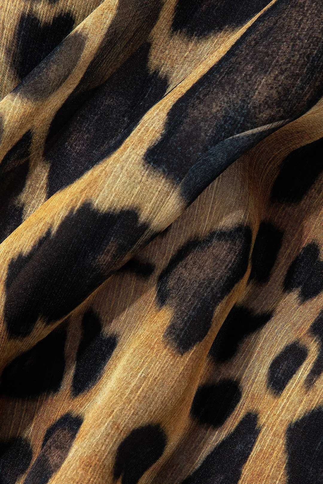 Chiffon Leopard Print Ruffle Sleeveless Midi Dress sold by Micas product image thumbnail 3