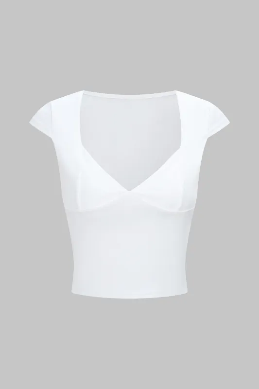 Solid V-Neck Short Sleeve T-Shirt sold by Micas