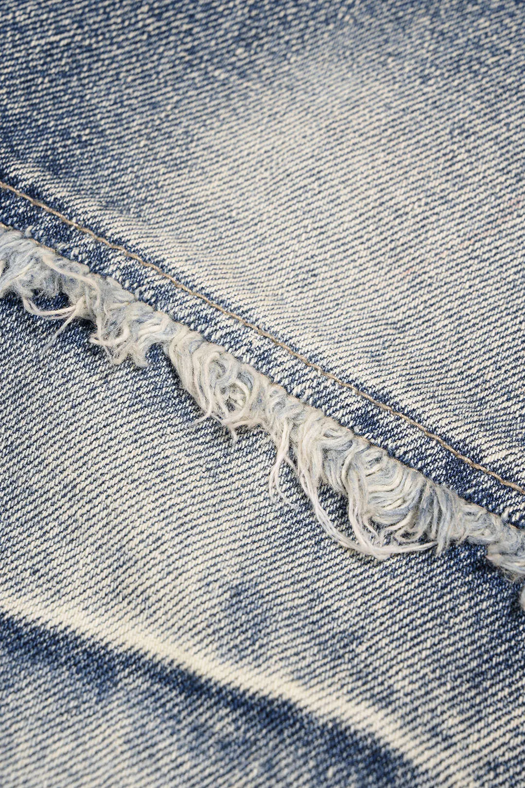 Denim Asymmetrical Frayed Wide Leg Jeans sold by Micas product image thumbnail 3