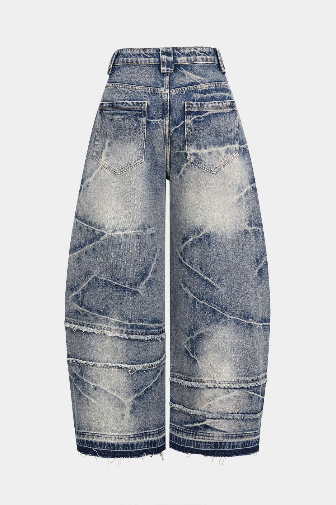 Denim Asymmetrical Frayed Wide Leg Jeans sold by Micas product image thumbnail 2