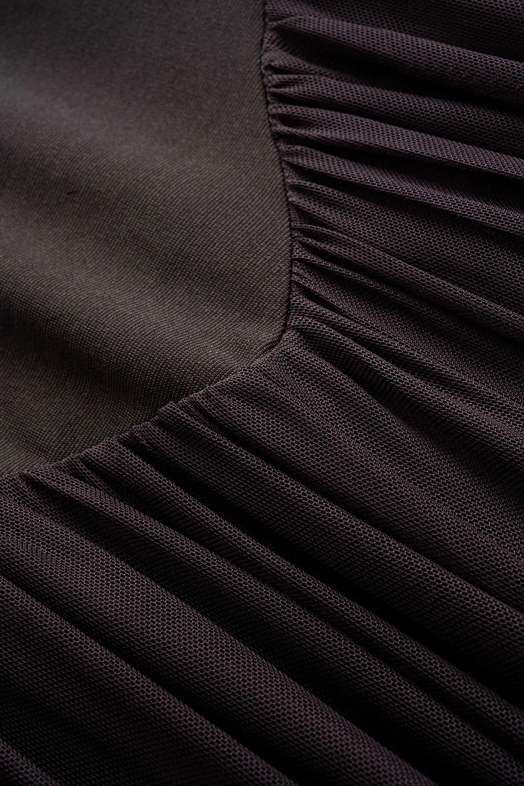 Patchwork Mesh Mock Neck Ruched Sleeveless Midi Dress sold by Micas product image thumbnail 3