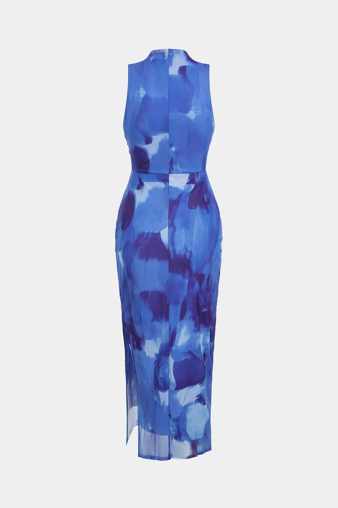Artistic Print Mock Neck Ruched Sleeveless Maxi Dress sold by Micas product image thumbnail 2