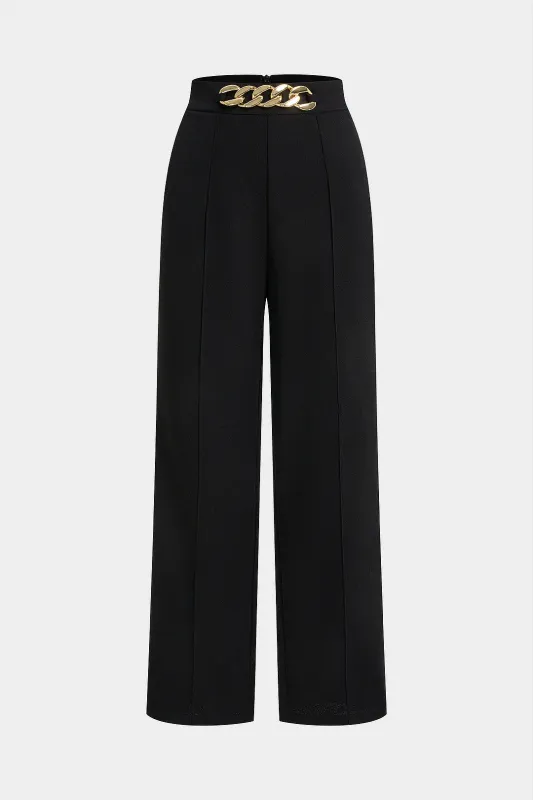 Solid High Waist Straight Leg Pants sold by Micas