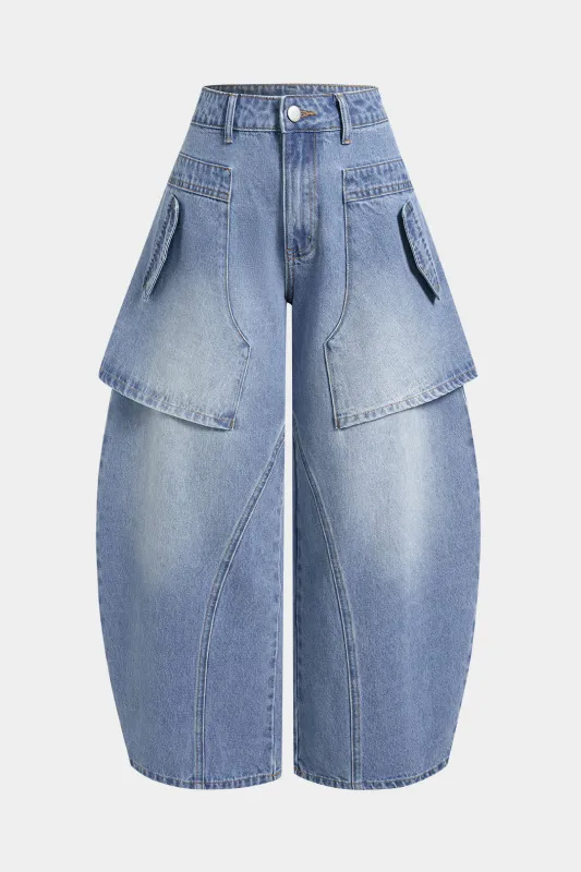 Denim Washed Wide Leg Jeans sold by Micas