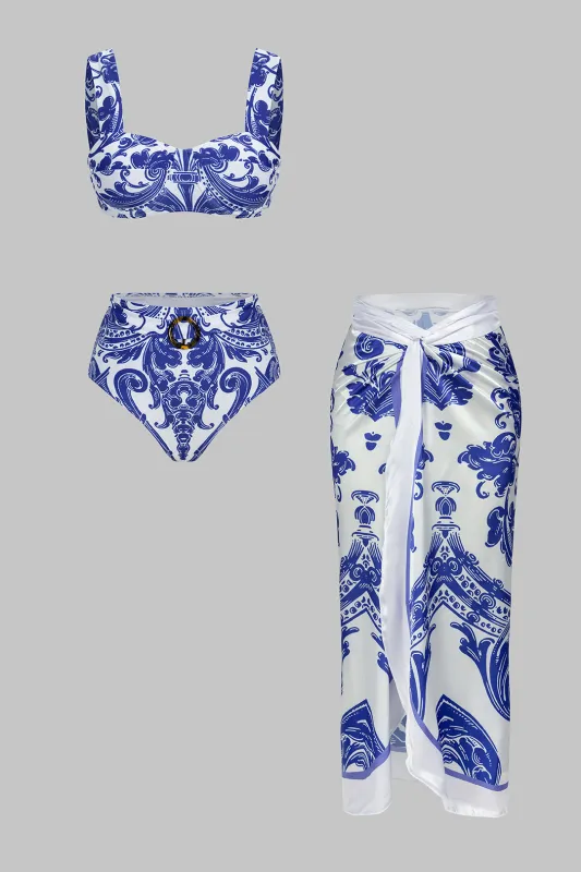 Retro Print Tie-Up Bikini Set sold by Micas