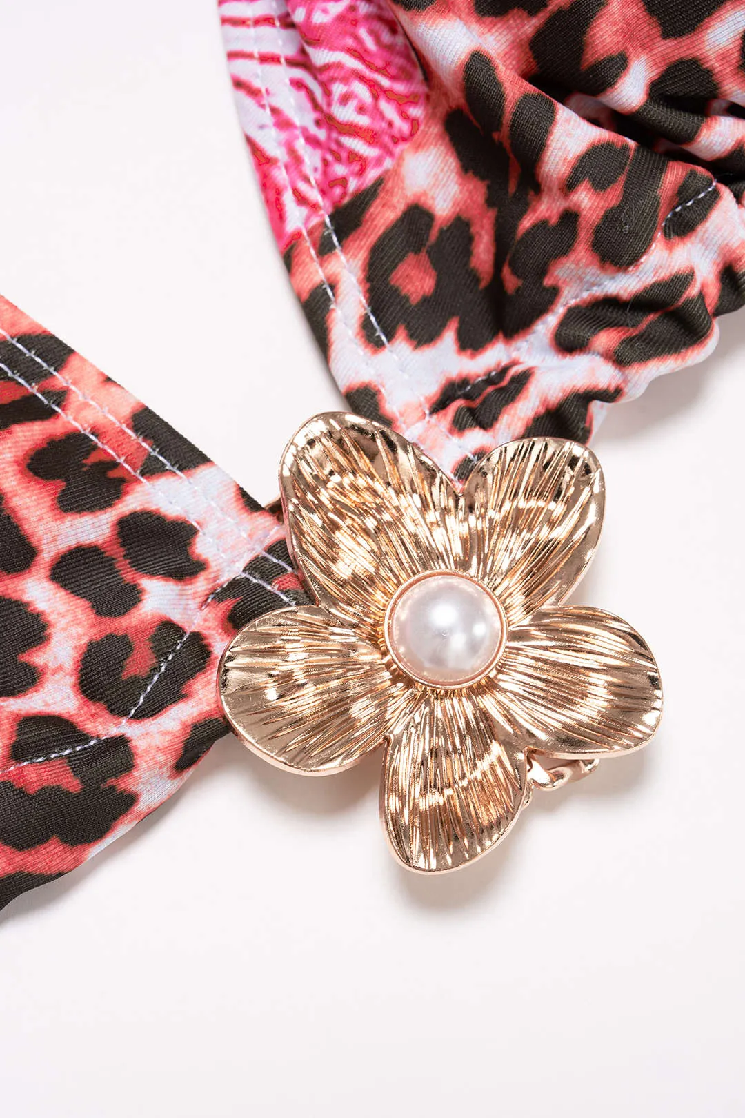 Floral Print Mesh Tie-Up Bikini Set sold by Micas product image thumbnail 4