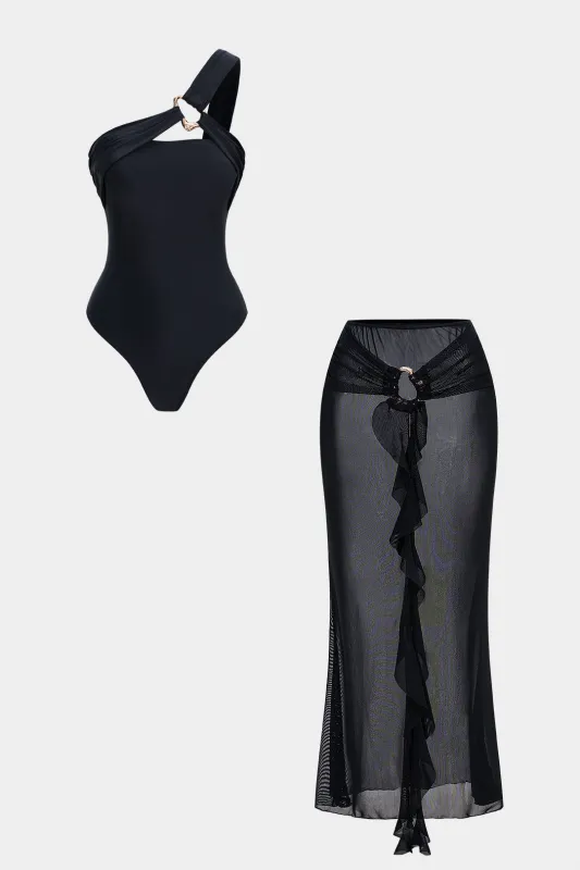 Mesh Asymmetrical Metallic Bikini Set sold by Micas