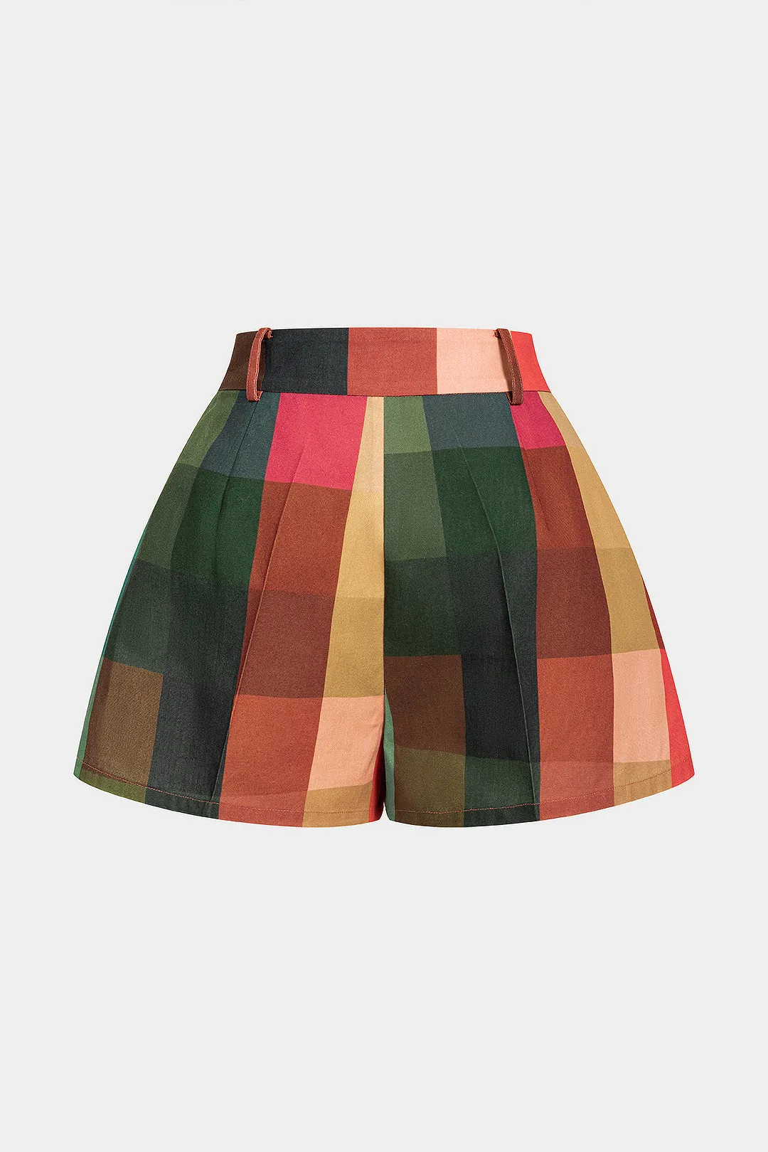 Geometric Plaid Print Wide Leg Shorts sold by Micas product image thumbnail 2
