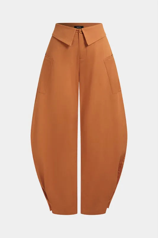 Solid Pocket Button Wide Leg Pants made by Micas