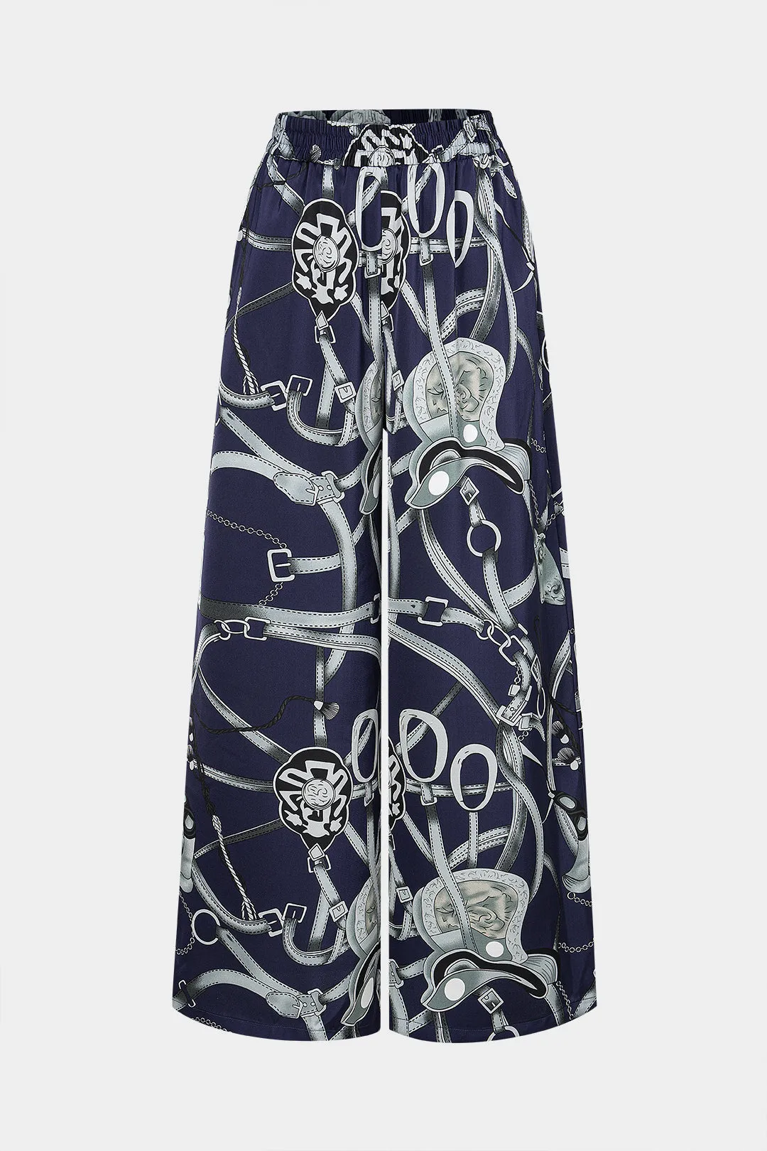 Abstract Print Satin High Waist Pants sold by Micas