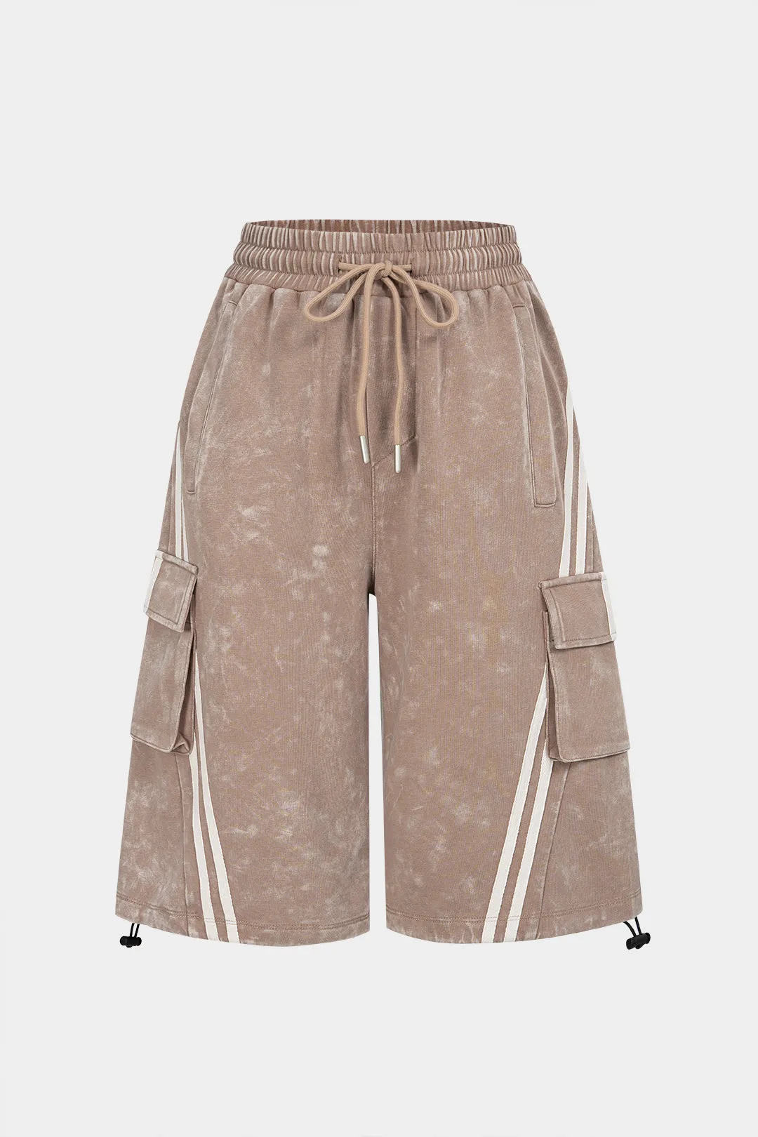 Striped Pocket Drawstring High Waist Shorts sold by Micas