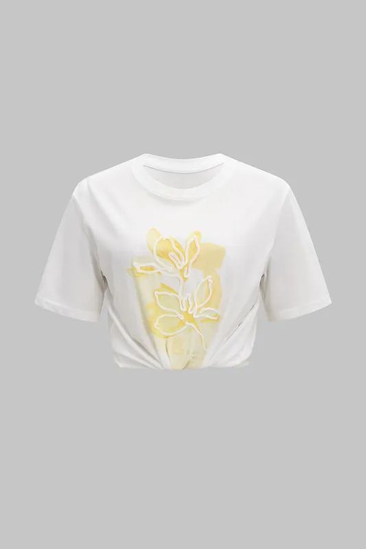 Blomsterprint broderi kortærmet t-shirt sold by Micas
