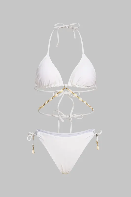 Halter Chain Tie-Up Bikini Set made by Micas
