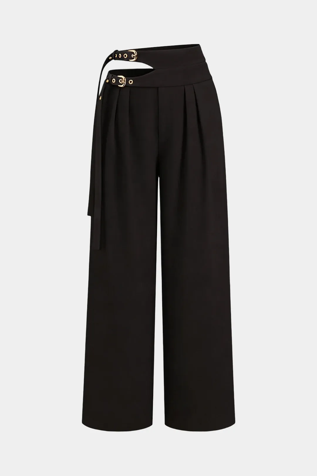 Asymmetrical Cut Out Belted Wide Leg Pants sold by Micas