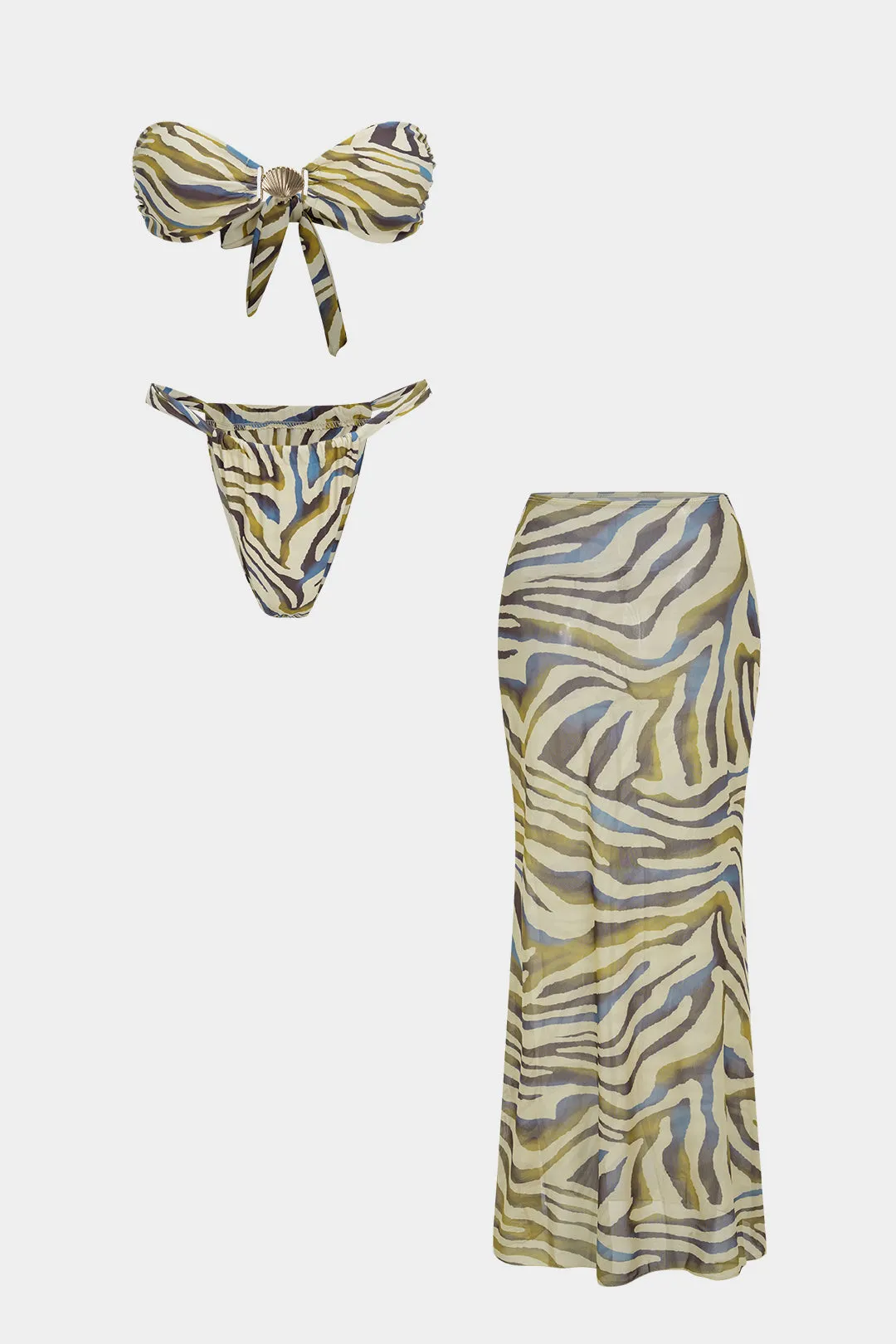 Abstract Print Strapless Bikini Set sold by Micas