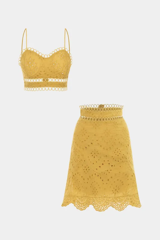 Hollow Out Backless Cropped Cami Top And High Waist Skirt Set made by Micas