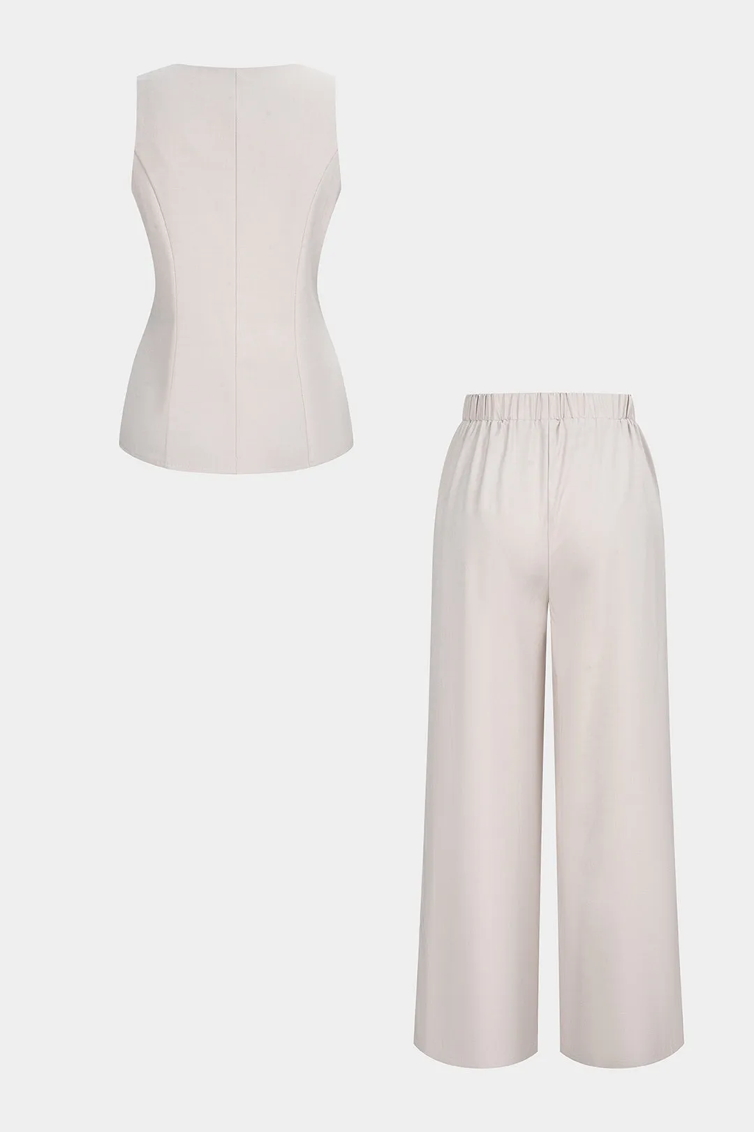 Square Neck Metallic Button Tank Top And Wide Leg Pants Set sold by Micas product image thumbnail 2