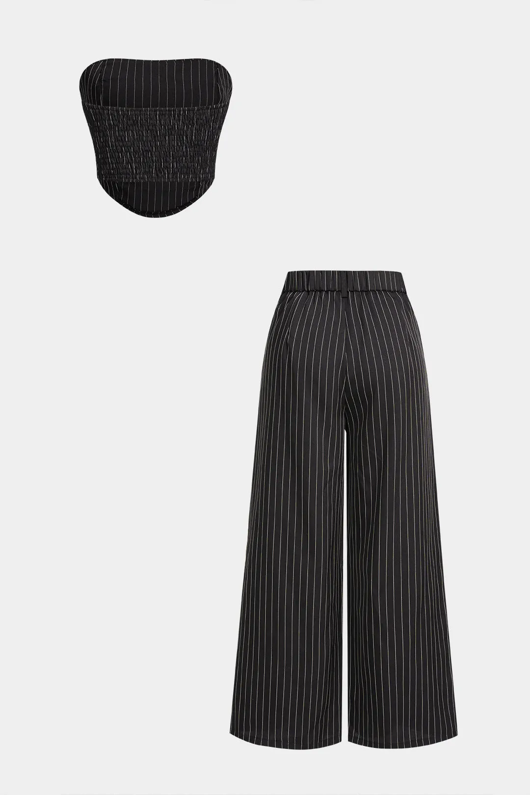 Striped Tube Top And Wide Leg Pants Set sold by Micas product image thumbnail 2